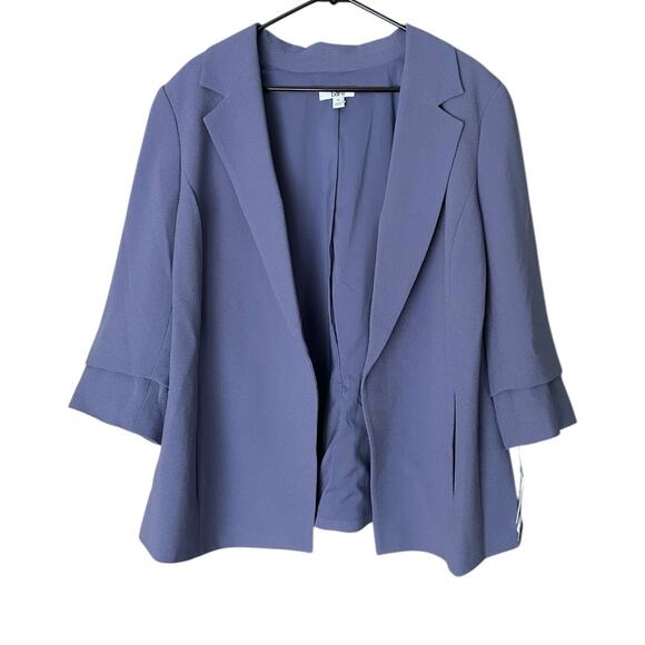 Bar III Jackets & Blazers - BAR III Blazer Career Womens 2X Blue Shadow Textured Notch Collar Open Front NEW